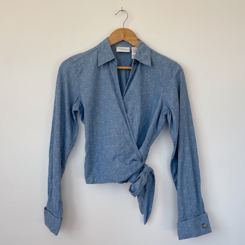 Vintage Liz Claiborne Chambray Wrap Top